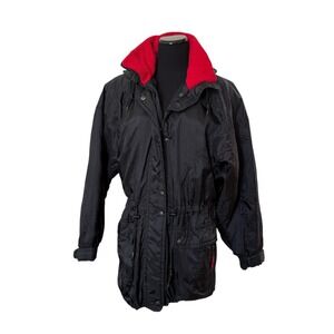 Colebrook Black Winter Parka Jacket Hooded Red Blue Fleece Lined Womens Sz‎ S